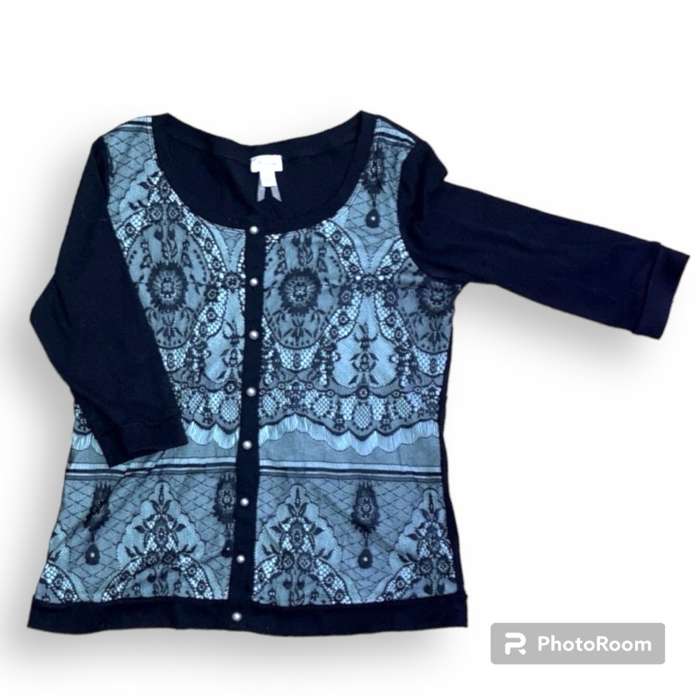 DYNAMITE women lace cardigan with pearl buttons Large